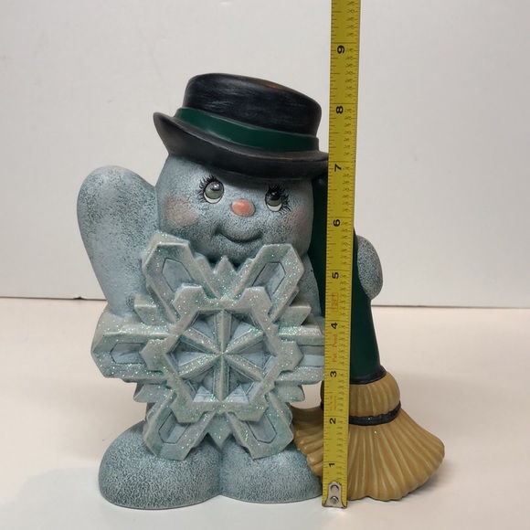 Hand painted Ceramic Snowflake Snowman - Picture 7 of 8